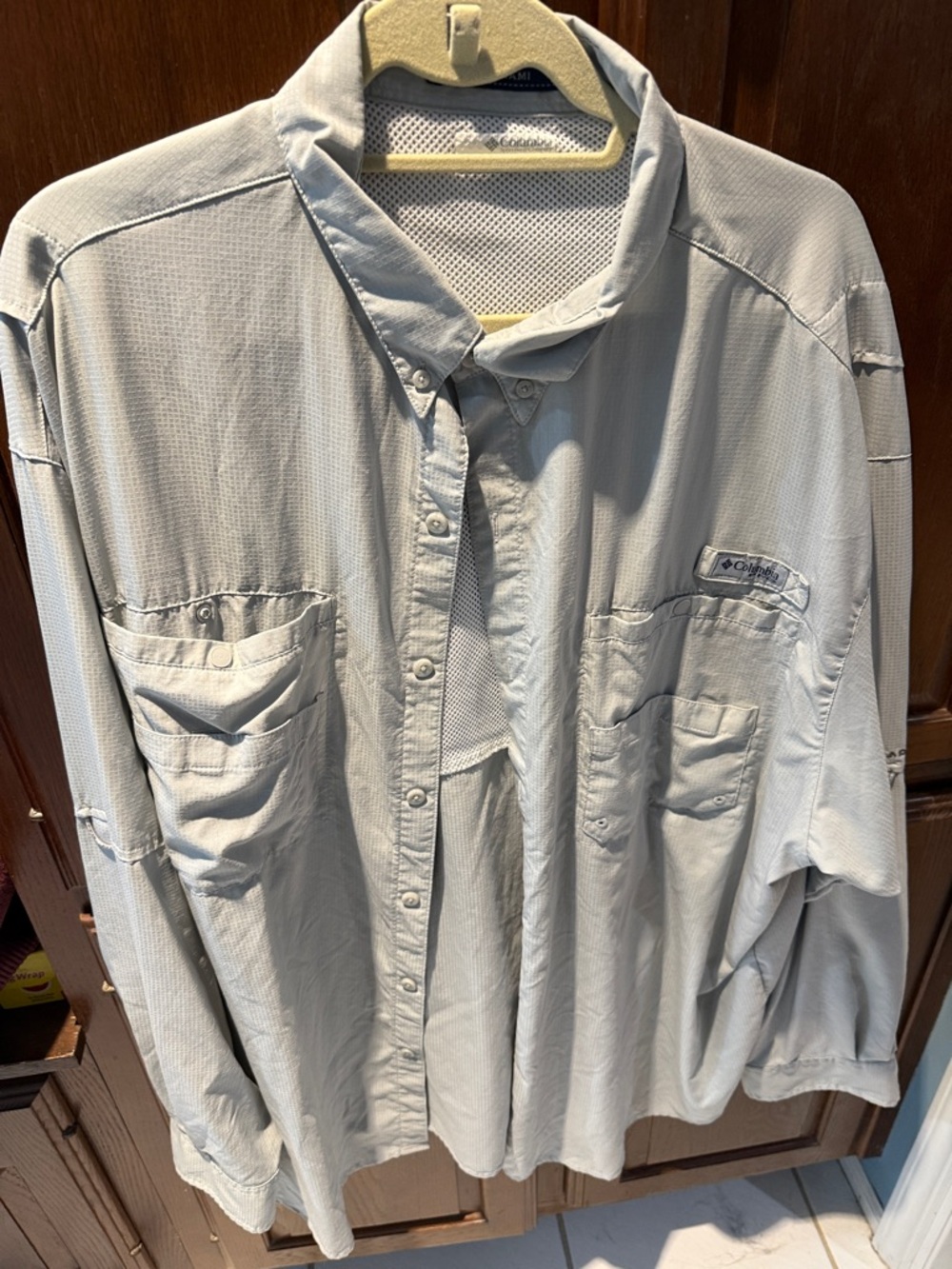 Columbia Men's Pale Gray Long-Sleeve Outdoor Button-Up 3x